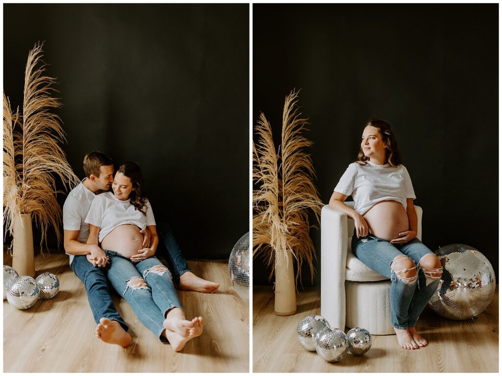 Whitney and Alex also wore casual white shirts and jeans, which looked amazing with the disco balls.