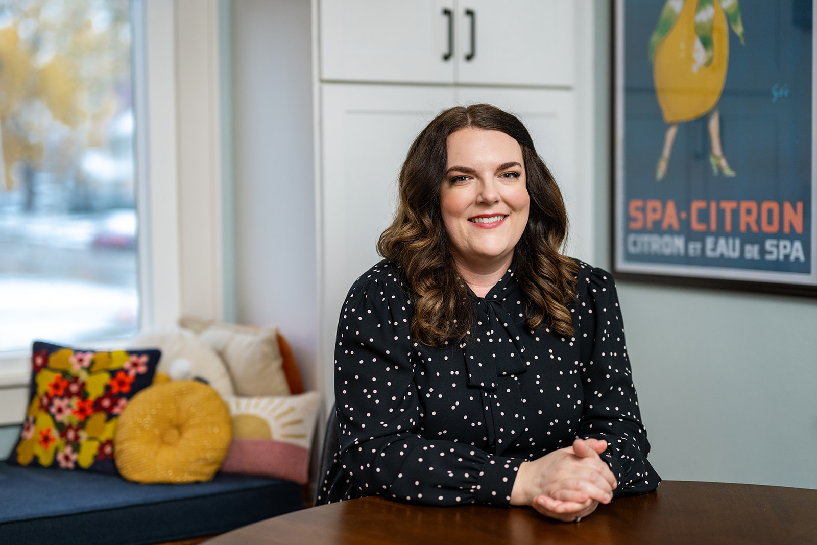 Abby in her personal branding photos in Lafayette, Indiana, at her cute and cozy home.