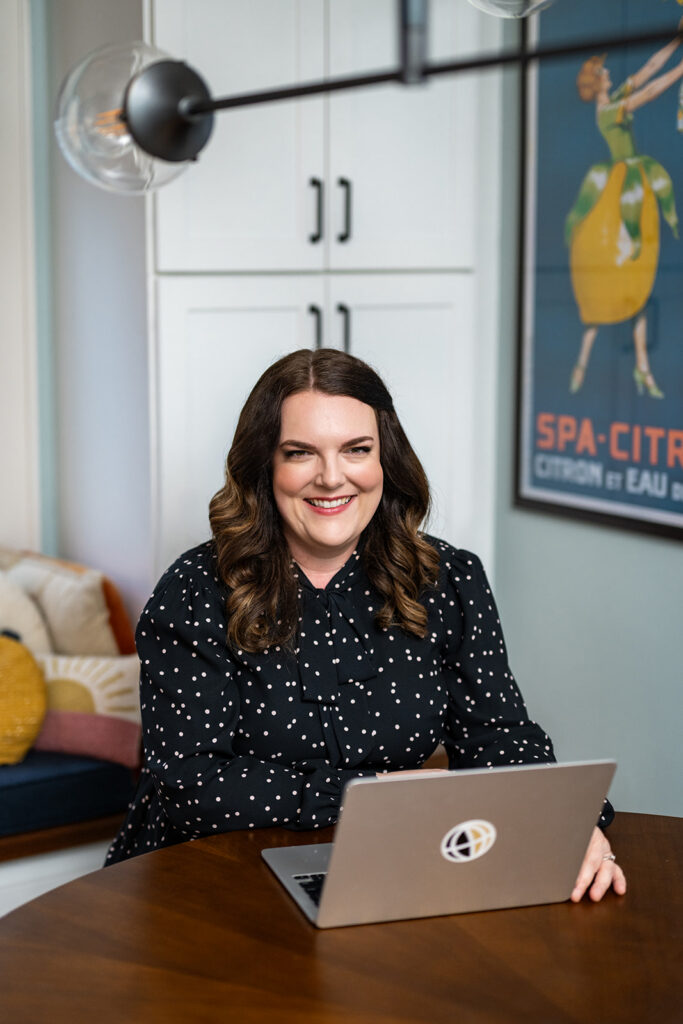 Abby in her personal branding photos in Lafayette, Indiana, at her cute and cozy home.